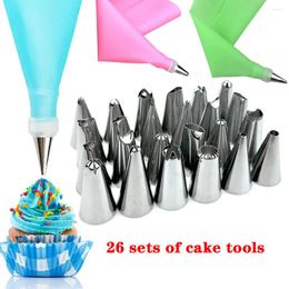 Baking Tools 26 Pcs/set Cake Decorating Tip Sets Icing Bag Nozzles Chocolate Fondant Cream Stainless Steel Piping Kit