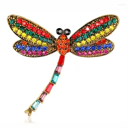 Brooches Vintage Multicolor Rhinestone Dragonfly Brooch For Headscarf Collar Pin Women Animal Jewellery Gifts XZ098