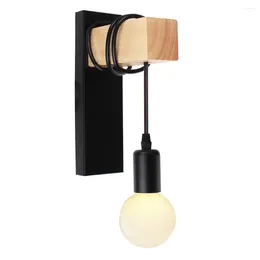 Wall Lamp Retro Industrial Iron Wood Wire E27 Modern Nordic Indoor Sconce Fixture For Home Decor Bedside Switch Light