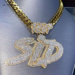 Rapper Star Style Hip Hop Custom Cursive Letter Pendant With Sier VVS Moissanite Diamond Name Necklace