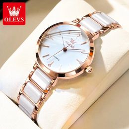 Wristwatches Fashion Minimalist White Ceramics Women Watches Top 30M Water Resistance Quartz Wrist Watch For Ladies Gift Woman