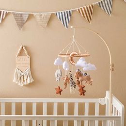 Mobiles# Baby Wooden Bed Bell Rattle Toys Newborn Soft Felt Cloud Star Moon Sheep Crib Mobiles Hanging Toy Infant Boy Girls Bed Bell Toys Q240525