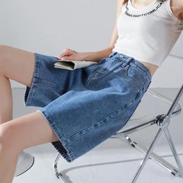 Women's Jeans Summer Woman Denim Shorts High Waist Wide-leg Baggy Harajuku Streetwear Ladies Loose All-match Leisure Jean Short Pants Q748