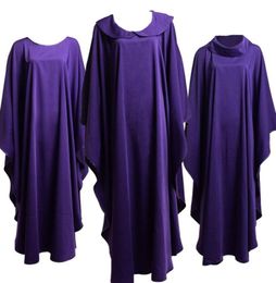 Clergy Costume Clothes Priest Holy Religion Costumes for Catholic ChurchPurple Solid Chasuble Vestments Clegy Minister Apparel New5134822