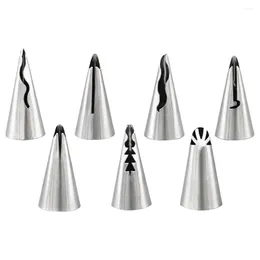 Baking Tools 7 Pcs Stainless Steel Pastry Tip For Cake Decorating - Reusable And Pink Flower Biscuit Tart Cupcakes