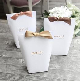 Thank You Merci Wrap Gift Wedding Birthiday Party Favours Bags Handmade Item Bag Candy Jewelry Necktie Packaging Foldable Box9240757