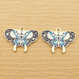 10pcs Butterfly Charm for Jewellery Making Enamel Earring Pendant Bracelet Necklace Accessories Diy Craft Supplies Gold Plated