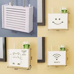 Decorative Plates Wifi Router Shelf Storage Boxes Cable Power Plus Wire Bracket Wood-Plastic Wall Hanging Box DIY Organiser Home Decor
