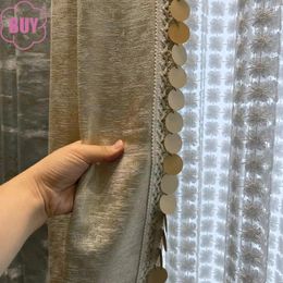 Curtain Custom Scale Lace Splicing Silver Grey Relief Jacquard Thickened Curtains For Living Room Bedroom French Window Balcony Screen