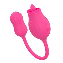 lady New Double Headed Tongue Licking Vibrating Egg Skipping Female Masturbation Sex Toy Vaginal Licker Adult Product