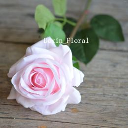 Decorative Flowers Pink Real Touch Garden Roses Soft Baby Artificial Fake DIY Wedding Bouquets