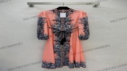 2022SS summer designer womens dresses with long vest coat Tropical Tiger Animal Jungle Print Button Fly Small Standing Collar Wais4209003