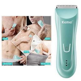 Electric Shavers Kemei Wet Dry Groyne Body Trimmer For Men Face Beard Hair Trimmer Clipper Rechargeable Pubic Ball Electric Shaver Body Groomer Q240525