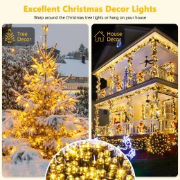 1/2 Pack Solar Christmas Lights Outdoor Waterproof Solar String Lights with 8 Modes for Garden Party Christmas Decorations