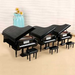 Action Toy Figures Handmade Wooden Instrument Series Decorative Accessories Mini Piano Mini Model Decorative Gifts T240524