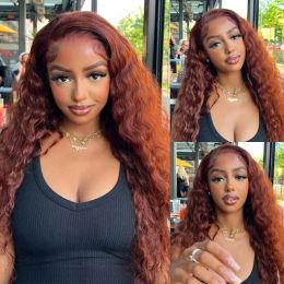 Water Wave Reddish Brown Lace Front Human Hair Wig HD 13X4 13x6 Lace Frontal Wig Human Hair Wigs Deep Wave 4x4 Closure Wig