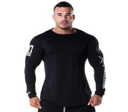 New Skinny men long sleeve shirts spring 2019 fashion casual printed t shirt male fitness gyms black tshirt tops brand clothing1312531
