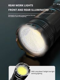 Hot Selling 1000W Outdoor High-power LED Flashlight TYPE-C USB Searchlight Aluminum COB Zoom Lantern Output/Input for Patrol Cam