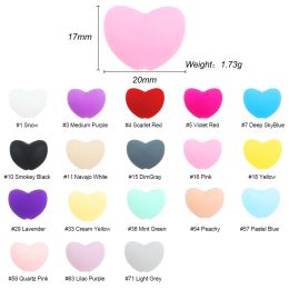 10Pcs 17mm Baby Silicone Beads for Pacifier Clips Heart Beads Teether Teething Toys Food Grade BPA Free Accessories