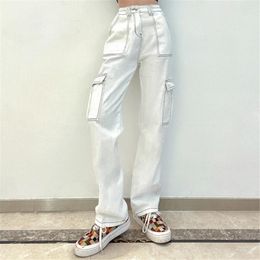 Women's Jeans Y2K Women Vintage Cargo Pants Streetwear Techwear Korean Harajuku Parachute Beige Sweatpants Wide Leg Joggers Trousers