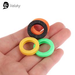 32pcs Mixed Colour Hollow Rubber Key Covers Round Soft Silicone Keys Locks Cap Multicolor Elastic Keyring Case