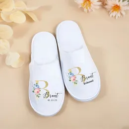 Party Supplies Custom Bride Maid Of Honour Floral Slippers Bridesmaid Gift Spa Open-Toed Bridal Shower Favours Wedding