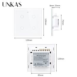 UNKAS Tuya Brazil 4x4 WiFi 4 Gang Wall Light Switch Touch-Sensor Smart Home Interruptor Work With Alexa Google Home