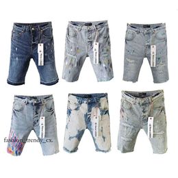 Purple Brand Jeans Casual Men Jeans Motorcycle Designer Mens Purple Straight Short Denim Pant Women Distressed Ripped Biker Blue Jean Shorts Slim Fit 315 146