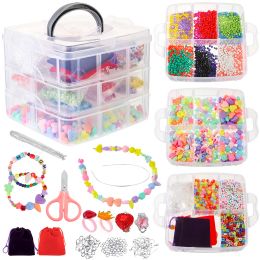 7544pcs DIY Handmade Beaded Children's Toy Creative Loose Spacer Beads Crafts Making Bracelet Necklace Jewelry Kit Girl Toy Gift