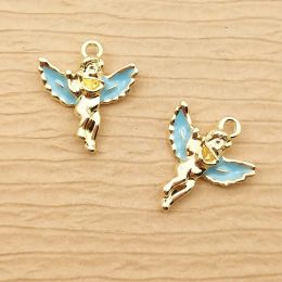 10pcs Angel Girl Charm for Jewellery Making Enamel Earring Pendants Necklace Accessories Diy Craft Supplies Metal Materials