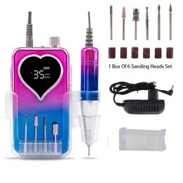 Professional Nail Rig Kit 35000RPM Rechargeable Portable Electric Nail File for Acrylic Gel Nail Manicure Pedicure Polish