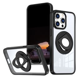 New Design Phone Cases Acrylic Cover With 360 Rotate Stand for iPhone 15 Pro Max 14 13 12 11 XR Samsung Glalaxy S24 Ultra S23 FE S22 S21 Supporting Wireless Charging