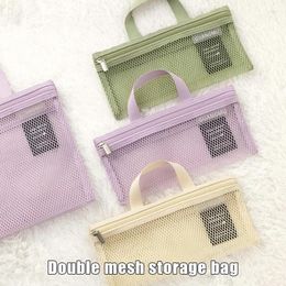 Storage Bags Nylon Mesh Beach Bag Travel Portable Makeup Brush Toothbrush Toothpaste Case Container Bathroom Accessories