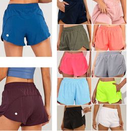 LU-0160 Womens Yoga Outfits High Waist Shorts Exercise Short Pants Fitness Wear Girls Running Elastic Adult Sportswear Lined Drawstring aritzia 1158ess