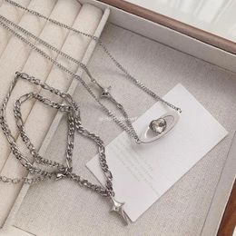 Chains Double Layer Necklace For Women Heart Crystal Pendant Chokers Necklaces Girls Gift Fashion Jewellery Dropship