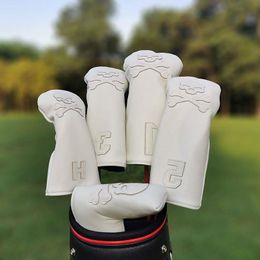 Skull Leather Golf Club Woods Head Cover Driver Fairway Hybrid #1 #3 #5 UT Blade Mallet Putter Mixed Set Headcovers Protector 220626 Gsqmw