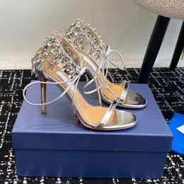 Nappelle Rhinestones Crystal Crystal Sandals Sandals Teli Designer di lusso da donna Sandalo Sandalo Guida velo Suota da sera Scarpe da sera con scatola