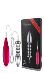 Unisex Anus and Vagina10 Speeds Vibrating Anal Beads Butt Plug Metal Prostate Massager Anus Vibrator Plug Sex Toys Erotic Products1544679