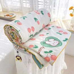 Cute Cartoon Printed Summer Cooling Thin Quilt Lightweight Air Conditioning Comforter Blanket Skinfriendly King Size Bedspread 240514