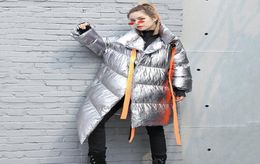 2019 Harajuku Winter Long Sleeve Cotton Padded Coat Female Plus Size Ribbon Patchwork Irregular Hem Long Coat Women Parkas Jj22805220