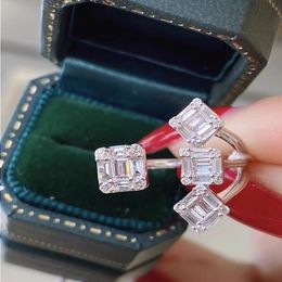 Unique Lady Lab Diamond Finger Ring 925 sterling silver Party Wedding band Rings for Women Bridal Promise Engagement Jewellery Slnor