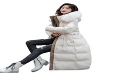 Women039s Trench Coats Women Winter Hooded Faux Fur Collar Big Pocket XLong Belted Coat Mom39s Puffer Jacket Cotton Padded 2543088