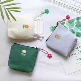 Storage Bags Cute Girls Coin Purse Spring Summer Simple Flower Wallet Women Napkin Bag Student Small Item