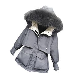 JUJUGE Large Fur Collar Hooded Winter Jacket Women Cotton Down Jacket Thick Parkas Warm Winter Coat Plus Size Female Outerwear1200606