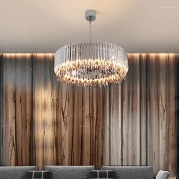 Chandeliers Modern Light Luxury Crystal Living Room Chandelier Stainless Steel Electroplated Chrome Lamp Simple Bedroom Dining