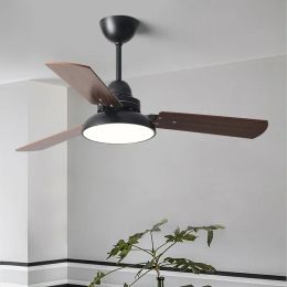 Modern Simple 42 Inch 52 Inch Pure Copper 35W DC Motor Remote Control 3 wood Blade Led Ceiling Fan With Light