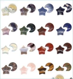 Arts And Crafts Moon And Star Shaped Statues Natural Crystal Stone Colorfl Mascot Meditation Healing Reiki Gemstone Gift Room DecorOttg44476055