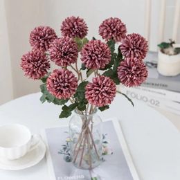 Decorative Flowers Silk Artificial Ball Chrysanthemum Wedding Bridal Bouquet Home Vase Outdoor Garden Festival Decoration DIY Gift