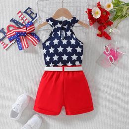 Clothing Sets Baby Girl 4th Of July Outfits Sleeveless Star Print Tank Tops Shorts Set Toddler Clothes