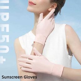 Sports Gloves Summer New Sunscreen Gloves Men and Women Outdoor Driving UV Shading Breathable Anti-slip Ice Silk Gloves UPF50 Q240525